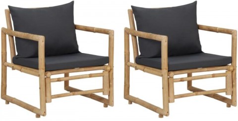 vidaXL 2 db bambusz kerti szék párnákkal (315599)