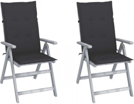 vidaXL 2 db dönthető tömör akácfa kerti szék párnával...