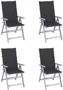 vidaXL 4 db dönthető tömör akácfa kerti szék párnával...
