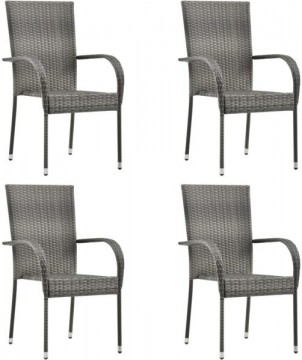 vidaXL 4 db szürke rakásolható polyrattan kültéri szék...