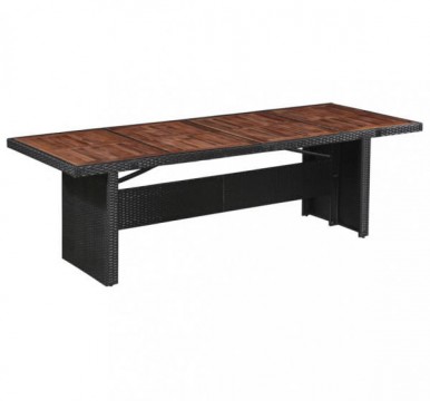vidaXL Polyrattan és tömör fa étkezőasztal 240x90x74 cm (43940)