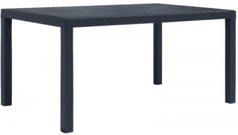 vidaXL Rattan hatású műanyag asztal 150x90x72 cm - fekete (45605)